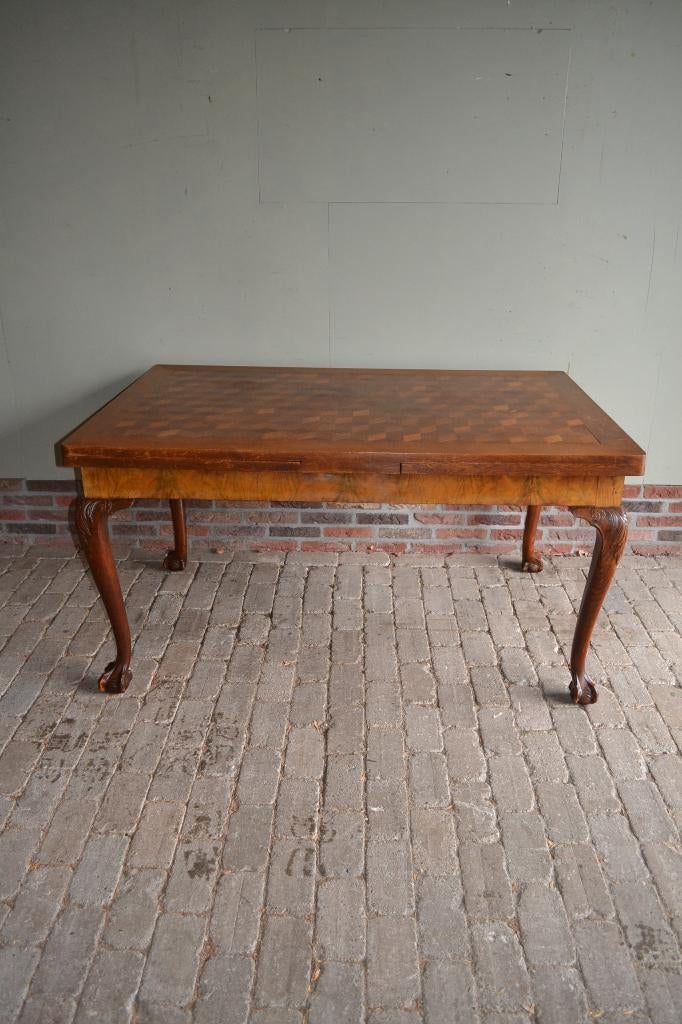 Prachtige antieke noten houten uitschuif eettafel 273 cm., Verzenden