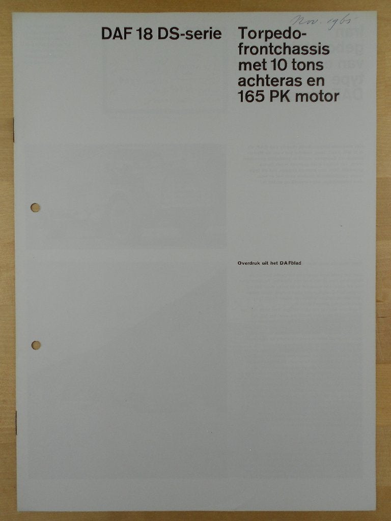 DAF Torpedo DS Brochure 1965 T18DS A18DS T18 A18, Ophalen of Verzenden, Zo goed als nieuw, Overige merken, DAF