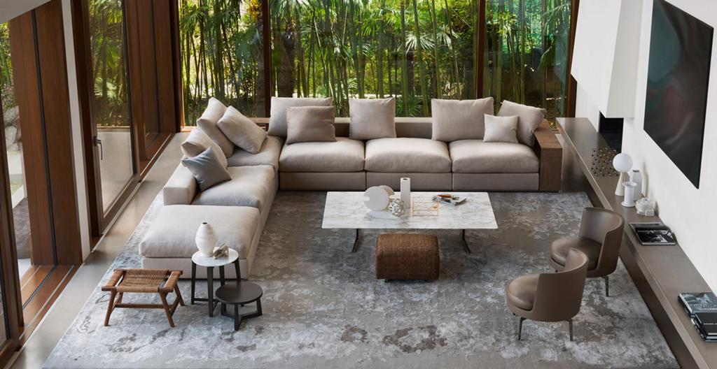 Flexform Groundpiece modulaire hoekbank 450x320cm cat. Extra, Huis en Inrichting, 125 cm of meer, Info@micheldethouars.nl, Flexform