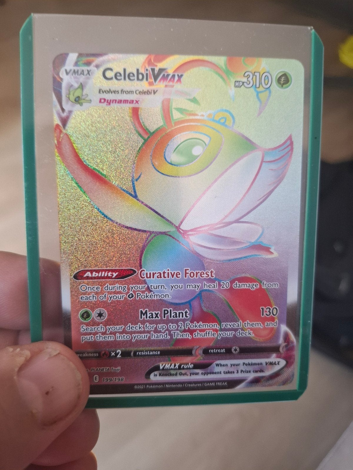Celebi VMAX Rainbow Rare Pokémon Kaart H06: Chilling Reig, Ophalen, Zo goed als nieuw, Losse kaart, Foil