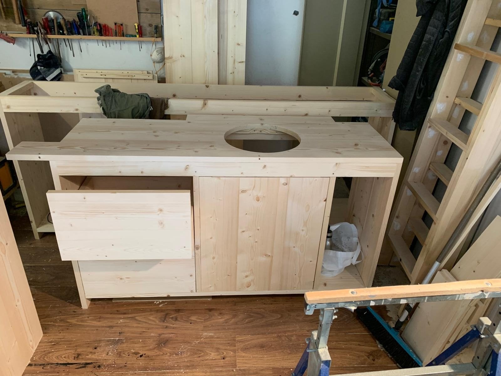 Keukenblok van terug gedroogd en geschaafd steigerhout, Huis en Inrichting, Keuken | Keukenelementen, Ophalen, Nieuw