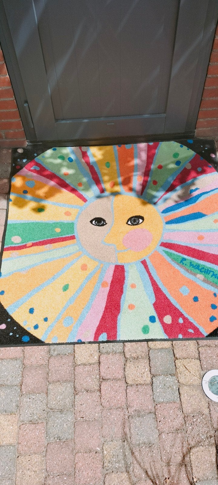 Vrolijke Deurmat Zon Design 115x115cm, Tuin en Terras, Deurmatten, Overige materialen, Schoonloopmat, Ophalen of Verzenden, Zo goed als nieuw
