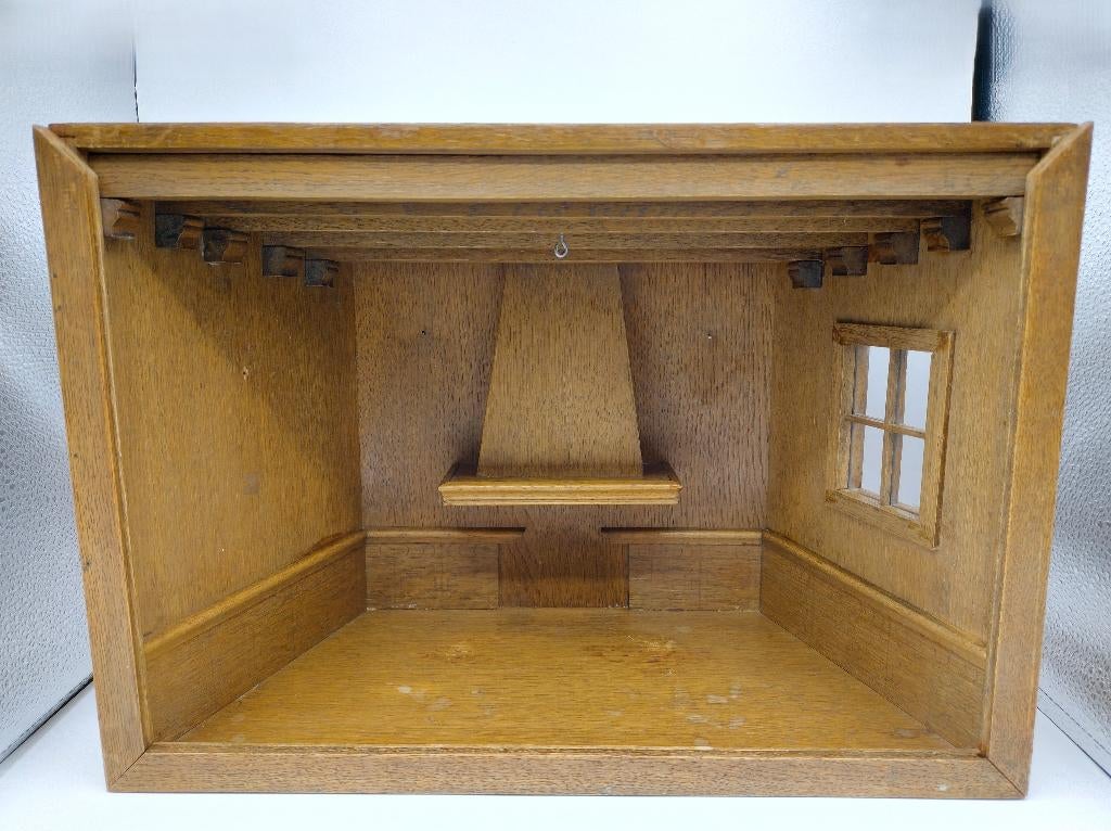 Eikenhouten kamer met 21 zilveren miniaturen, Schoonhoven, Antiek en Kunst, Verzenden, Zilver