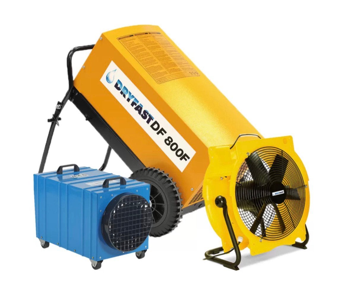TE HUUR: bouwdroger, ventilatoren en kachels, Witgoed en Apparatuur, Ophalen, Zo goed als nieuw, Luchtontvochter