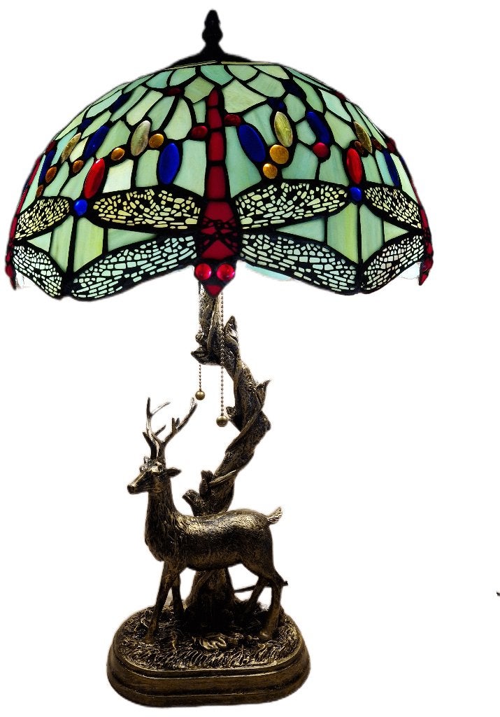 Tiffany Stijl hert tafellamp 65x40 #20.1, 50 tot 75 cm, Nieuw, Ophalen of Verzenden, Glas