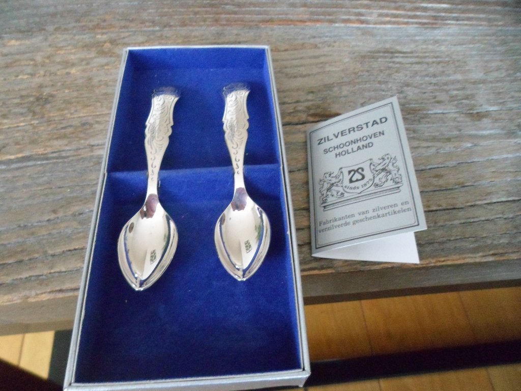 biedermeier lepeltjes verzilverd, Ophalen of Verzenden