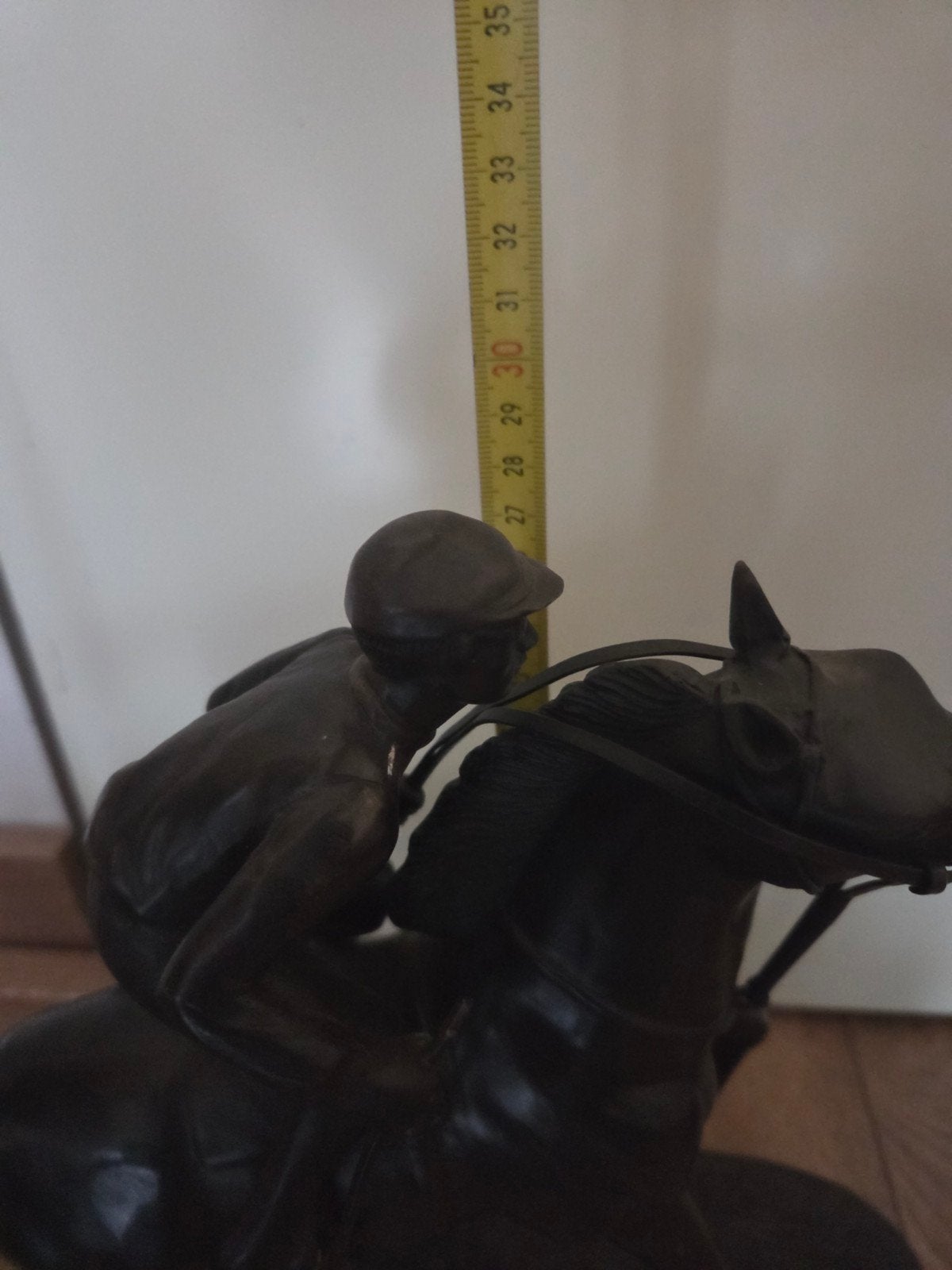 Mooi Bronzen Jockey op Paard - Vintage Beeld, Antiek en Kunst, Ophalen of Verzenden, 20 - 50 cm, Beeld, Bruin