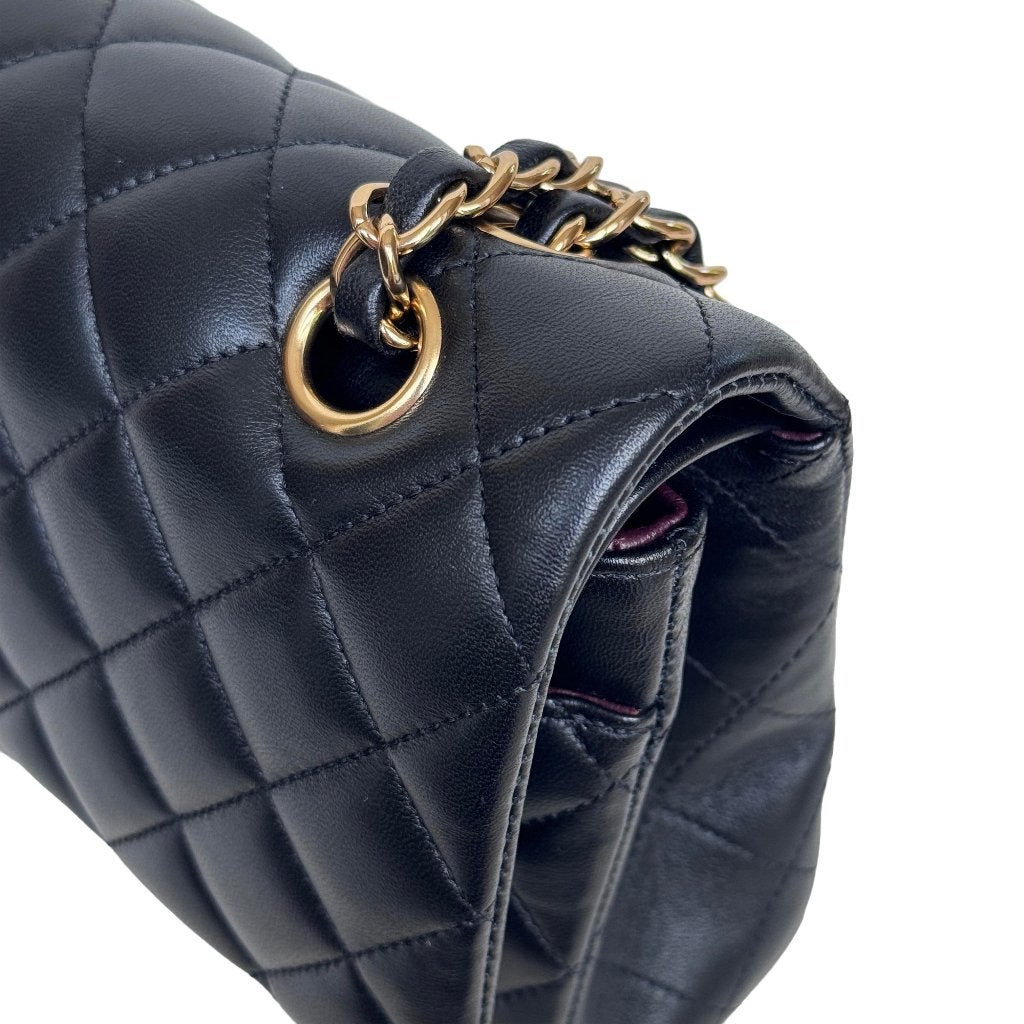 Chanel classic double flap zwart goud hardware handtas ghw image 9