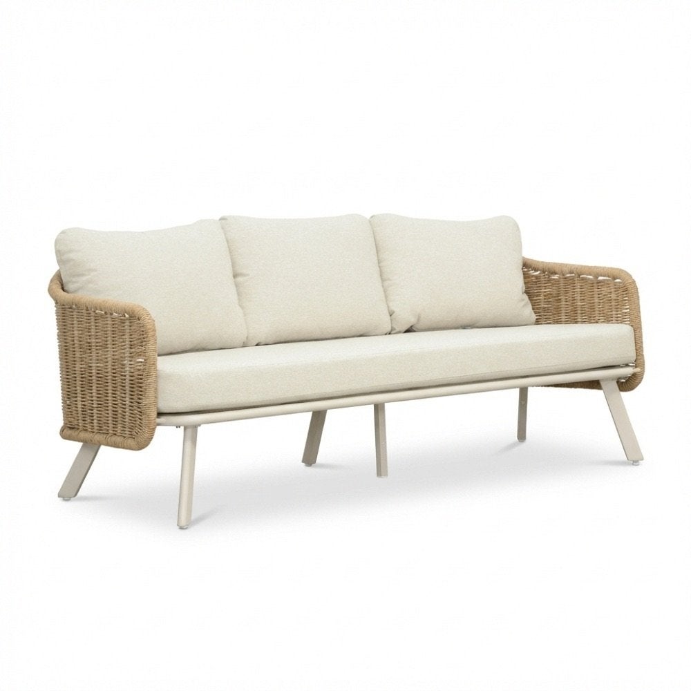 Bologna loungebank | wicker + aluminium | beige, Ophalen, Zo goed als nieuw, Hallo@tuinmeubelwereld.nl, Wicker