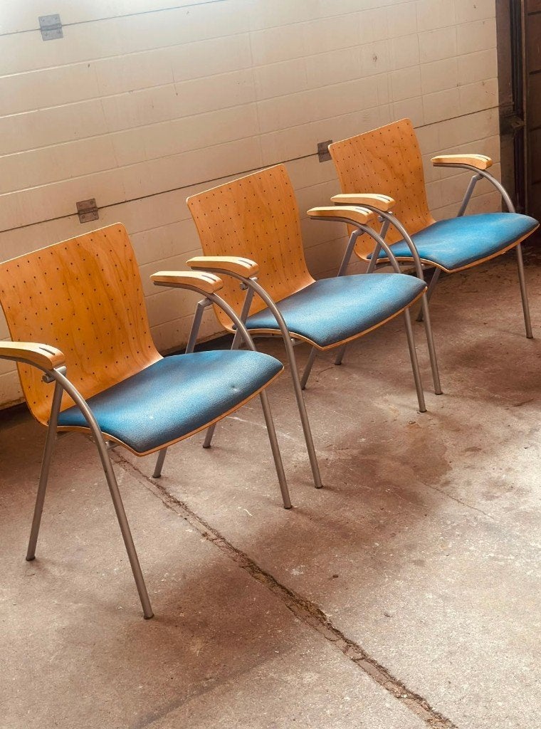Thonet Vergaderstoelen S570 3 stuks, Ophalen, Metaal, Gebruikt, Zakelijk, vintage, Thonet, retro