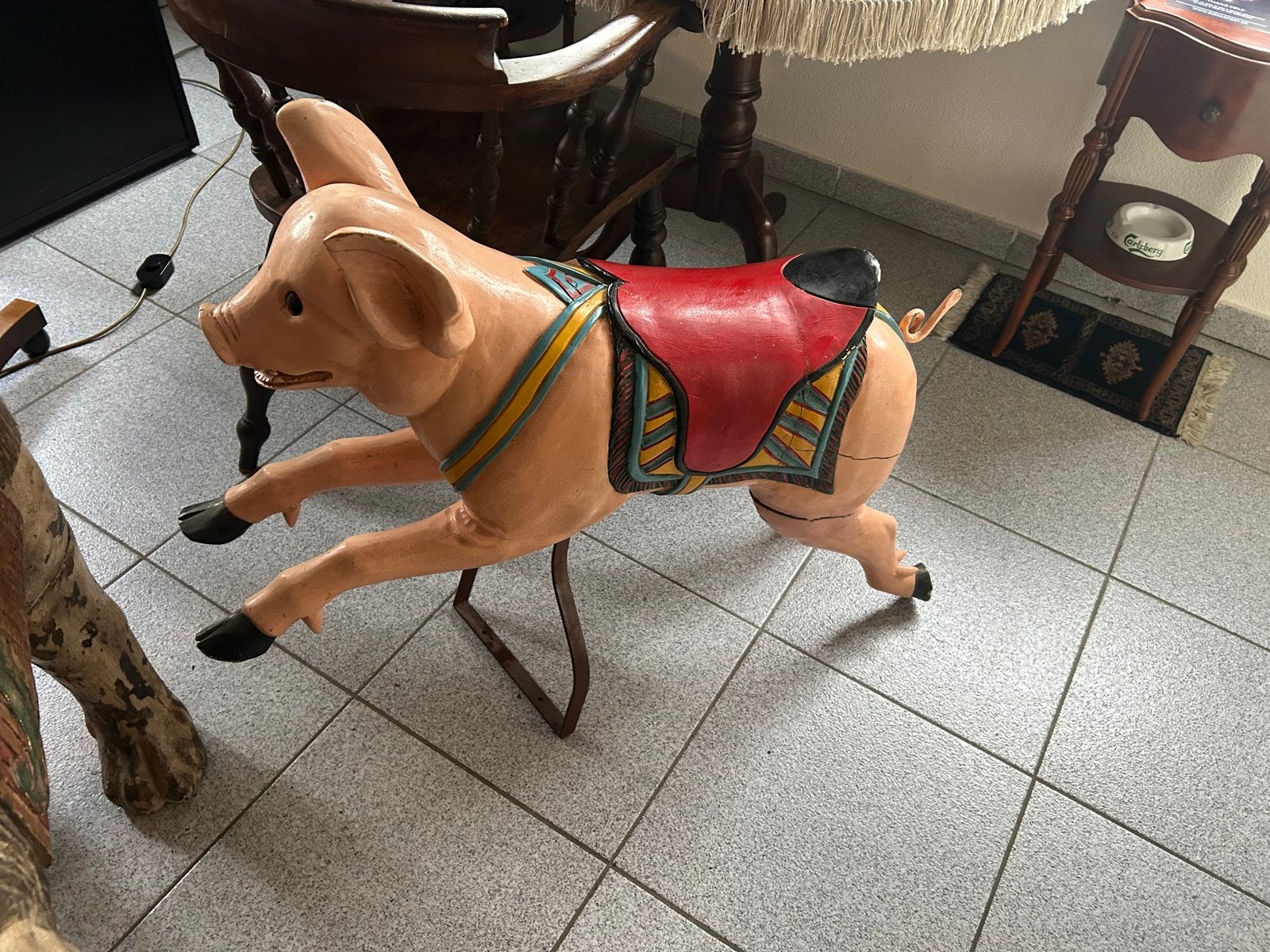 Oud carrousel varkentje - Uniek decoratiestuk, Ophalen