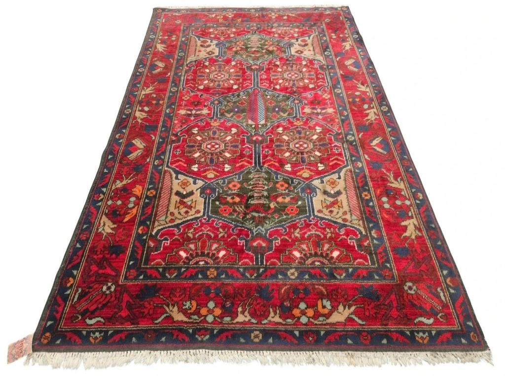 Vintage oosters wol vloerkleed Bachtiar Persia 131x213cm, Gebruikt, 100 tot 150 cm, Onbekend, 200 cm of meer