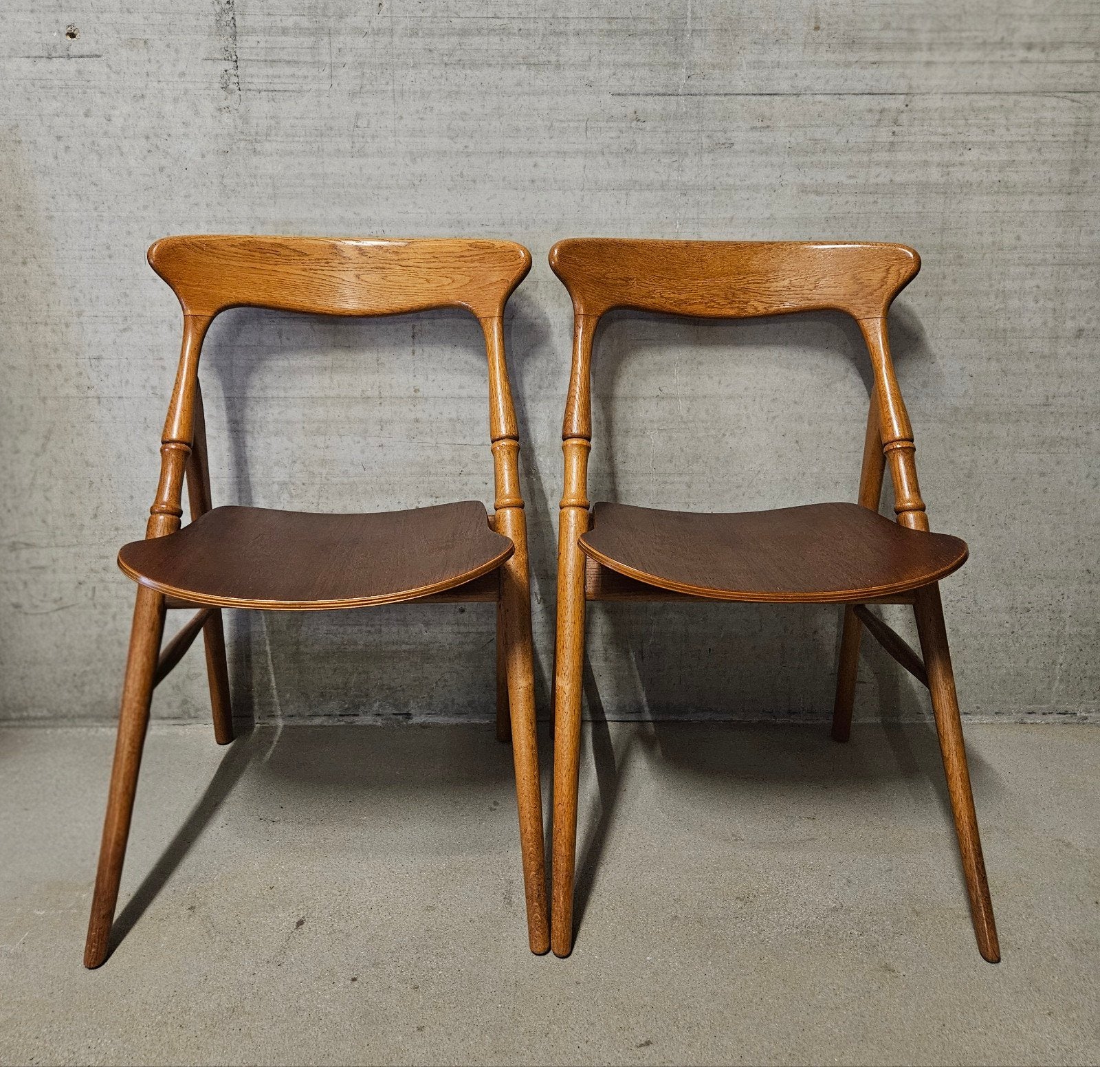 ➡️OPRUIMING Twee vintage midcentury teakhouten stoelen - set, Ophalen of Verzenden