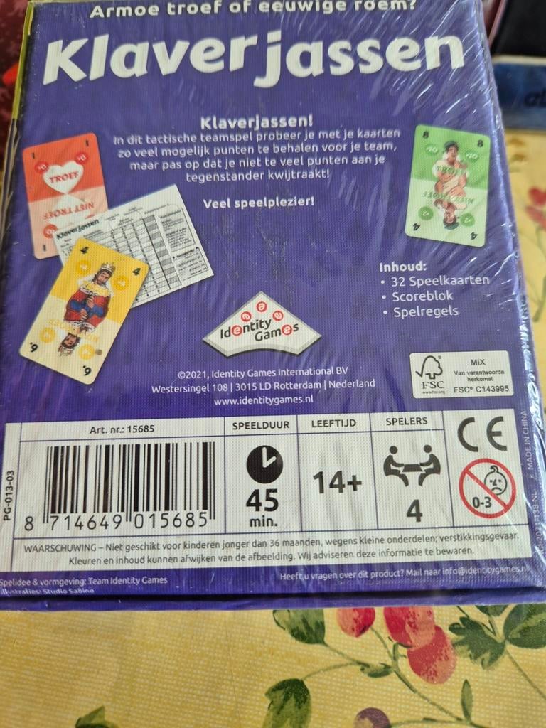 Klaverjassen Kaartspel - Tactisch en Leuk!, Drie of vier spelers, Ophalen, Nieuw, Identity Games