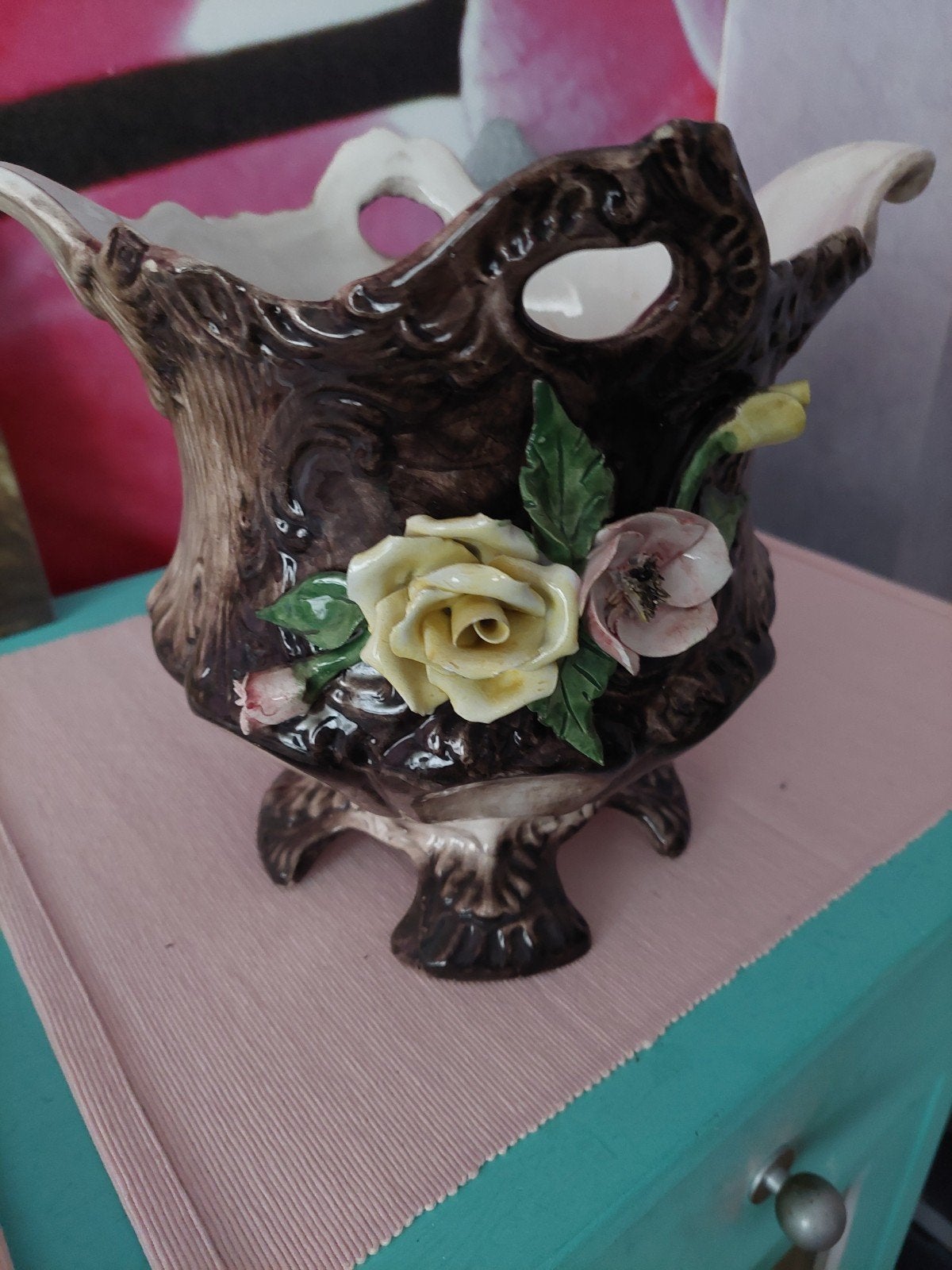 bassano ⁴bloempot met bloemdecoratie, Antiek en Kunst, Antiek | Vazen, Ophalen