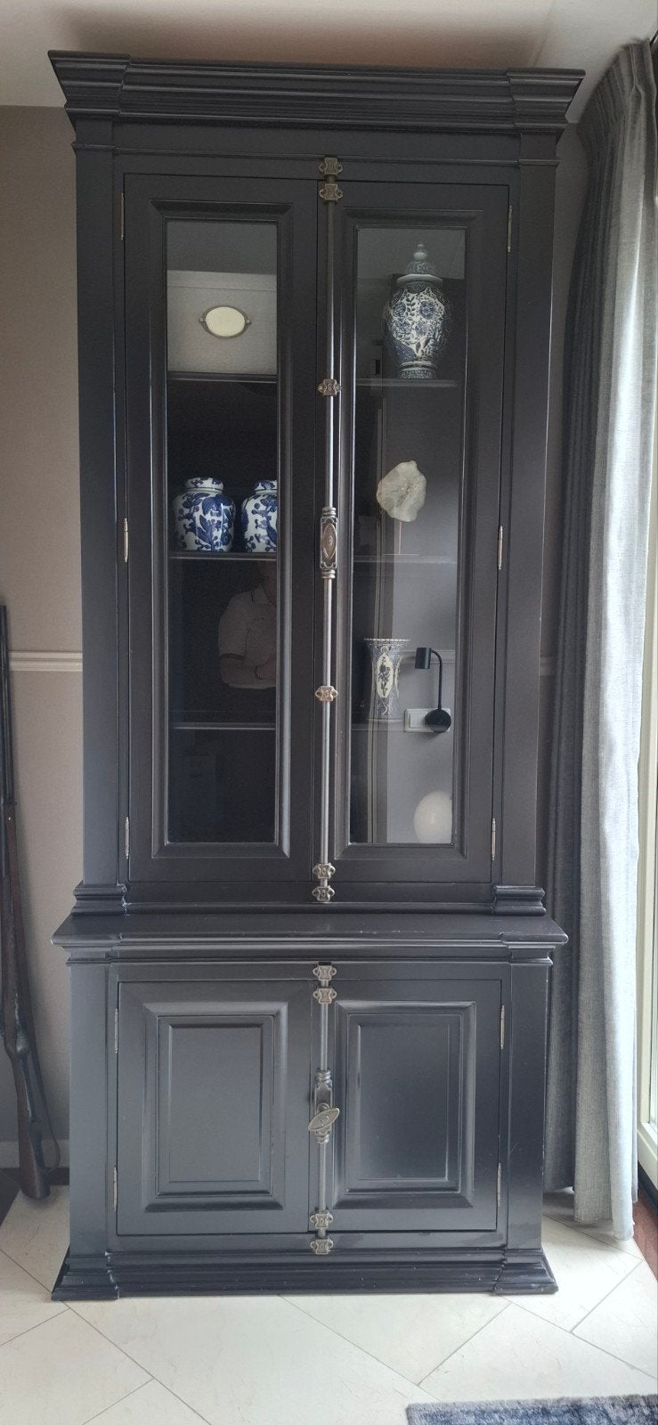 Zwart buffetkast met spanjoletsluiting - H245 B99 D52, Huis en Inrichting, Ophalen, 200 cm of meer, 50 tot 100 cm, Tijdloos