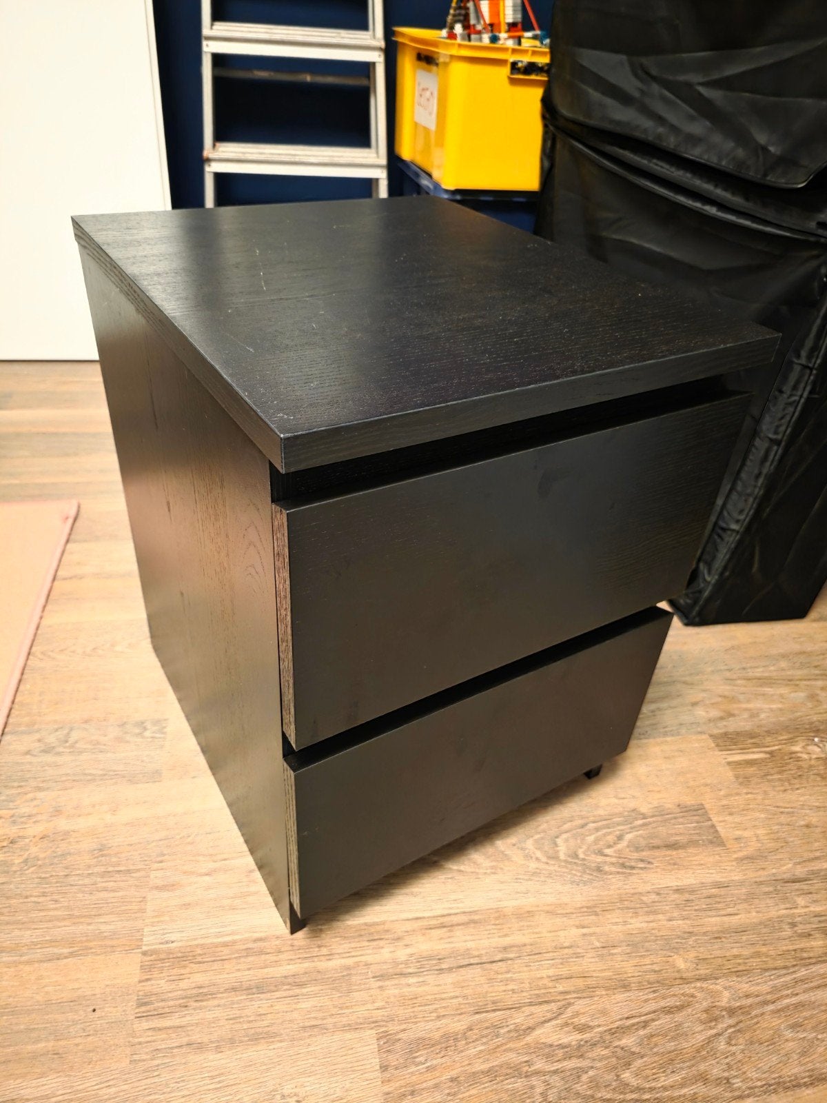 Ikea Malm nachtkasje 2 lades 40x50x53cm zwart/bruin, Ophalen, Gebruikt, Minder dan 45 cm, Minder dan 55 cm