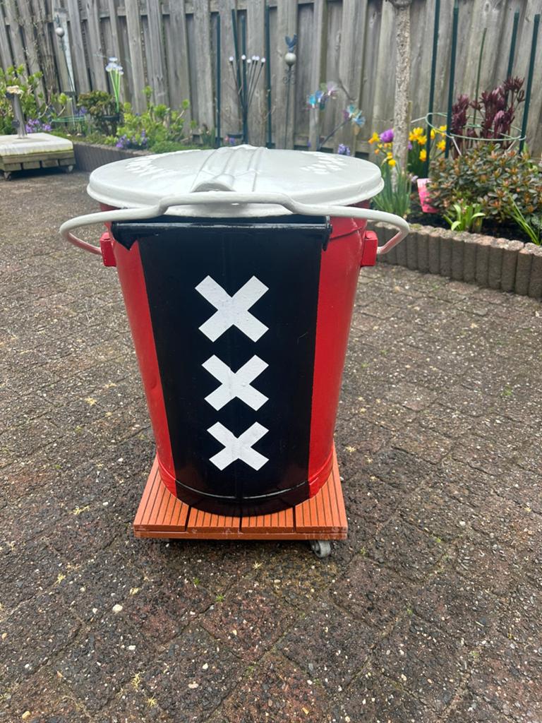 Zinken Vuilnisemmer, 40 liter of meer, Ophalen, Zo goed als nieuw, Minder dan 50 cm