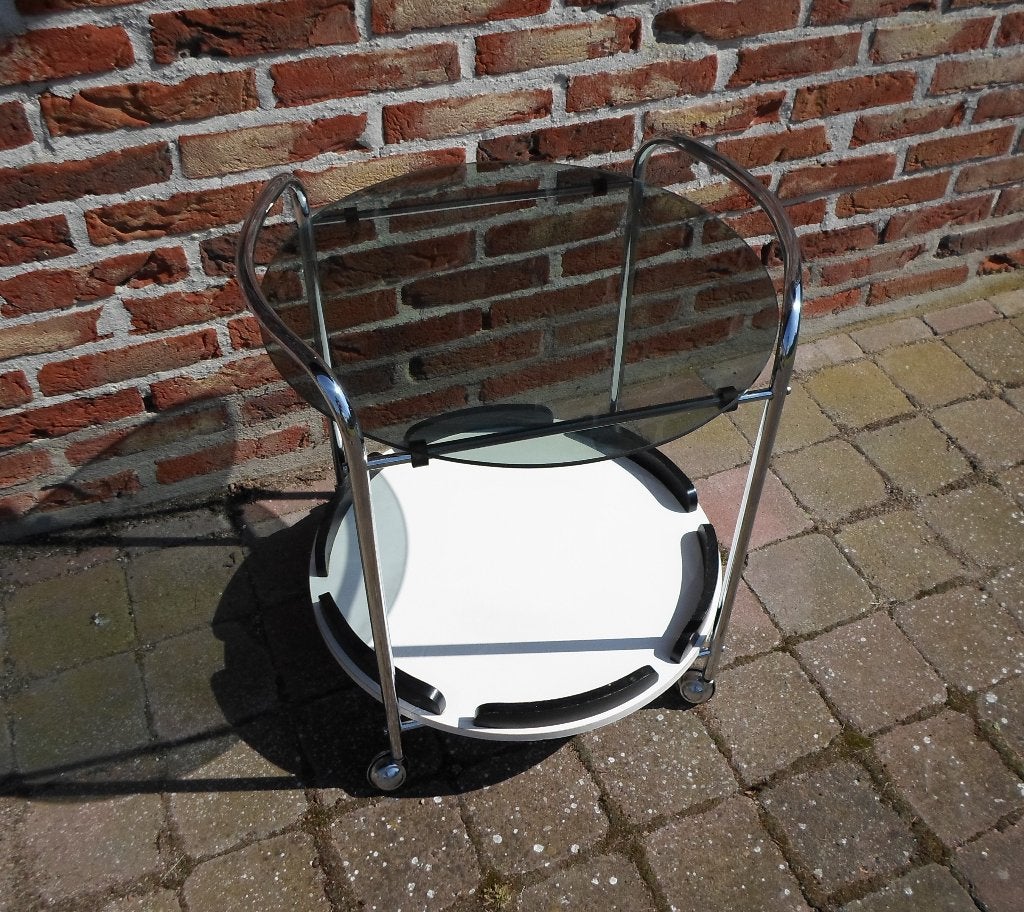 Vintage Design Serveer Trolley Rond, 45 tot 60 cm, Minder dan 55 cm, Metaal of Aluminium, Rond