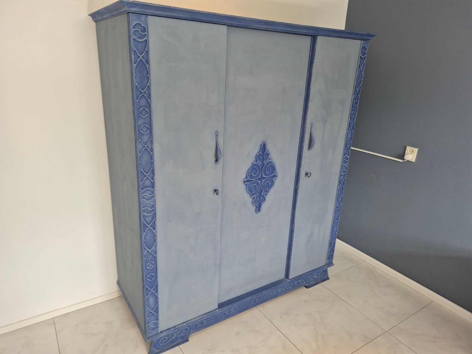 Vintage antieke Houten Kast met Kalkverf, Ophalen