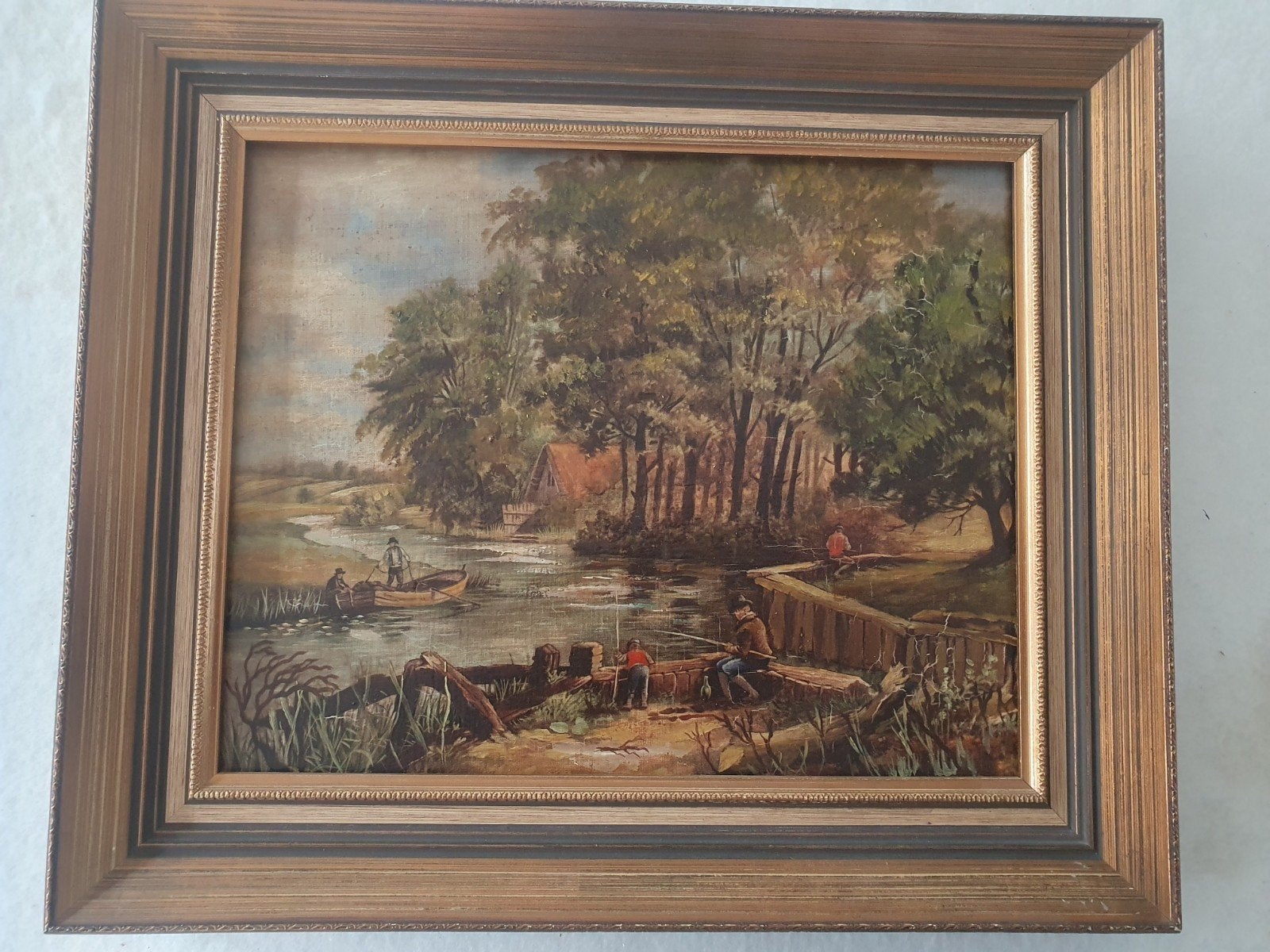 Antiek olieverfschilderij  Stratford Mill (n John Constable), Ophalen, Doek, Landschap, Olieverf