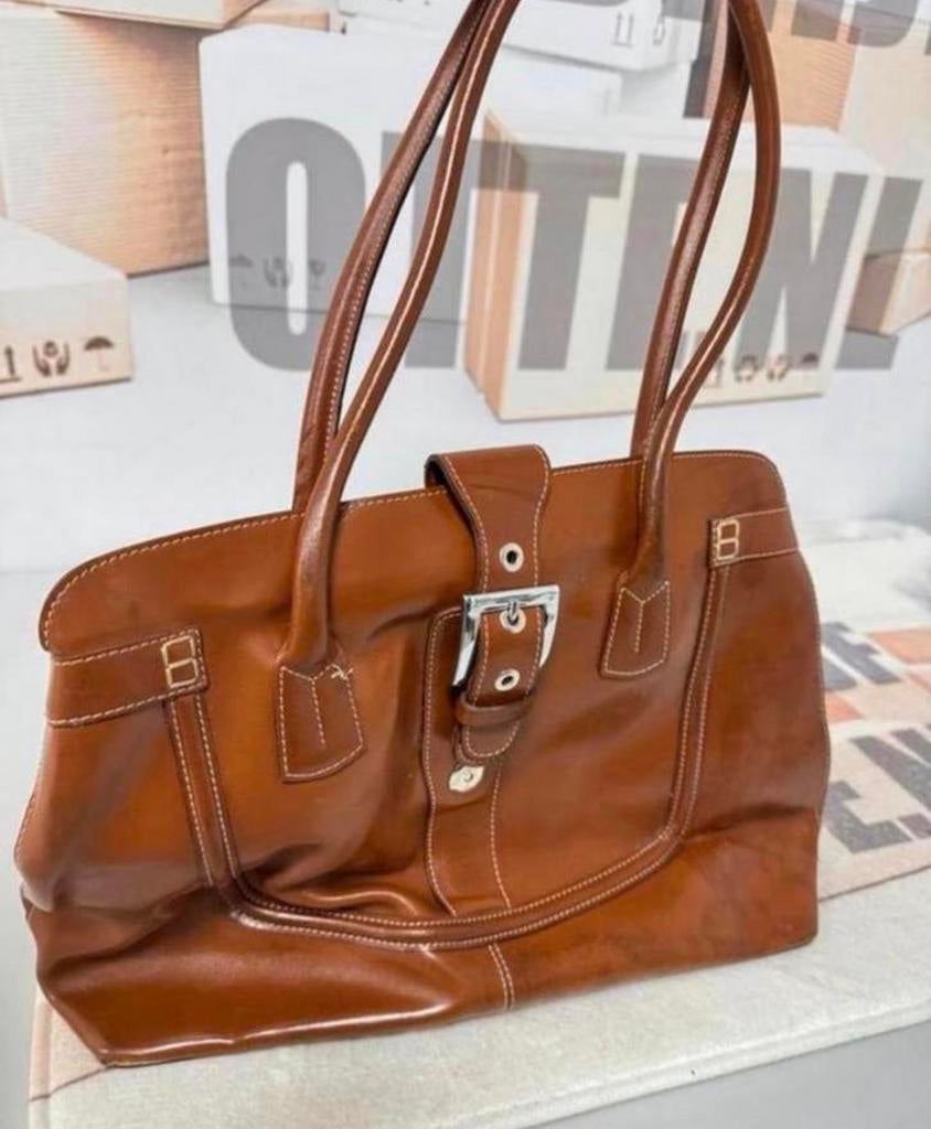 Vintage Abro italy designer bruin bruine lederen damestas, Bruin, Ophalen of Verzenden, Zo goed als nieuw, H