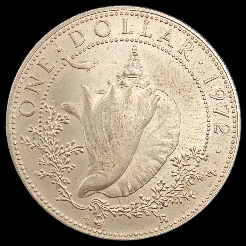 1972 Bahamas 1 Dollar, Postzegels en Munten, Munten | Amerika, Verzenden, Noord-Amerika, Losse munt, Zilver