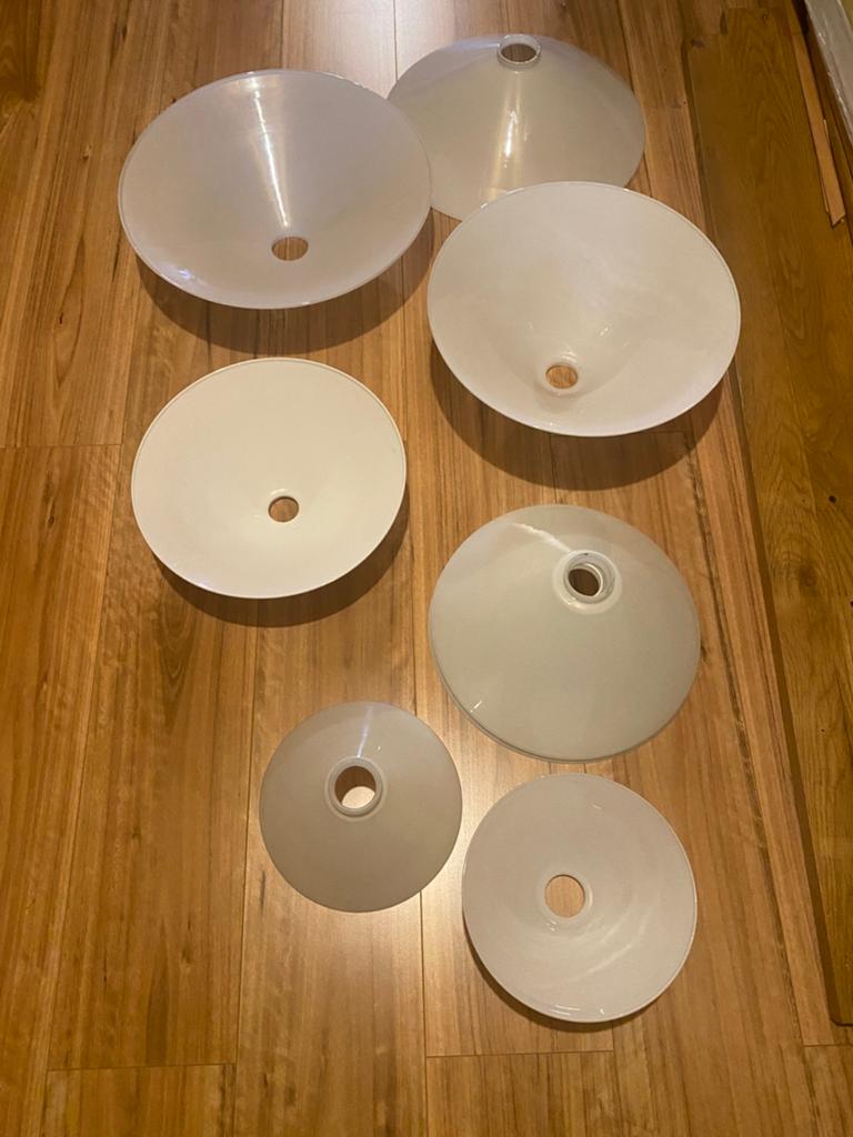 Lampenkappen van melkglas, Ophalen of Verzenden, Rond, 25 tot 50 cm