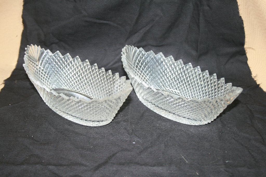 Stel antiek kristallen schuit vormige bakjes, Antiek en Kunst, Antiek | Glas en Kristal, Ophalen of Verzenden