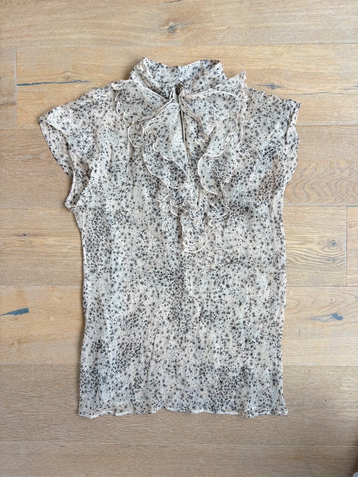 Marccain lichtroze ritstop met sterretjes+volants ca mt 40, Ophalen of Verzenden, Zo goed als nieuw, Maat 38/40 (M), Roze