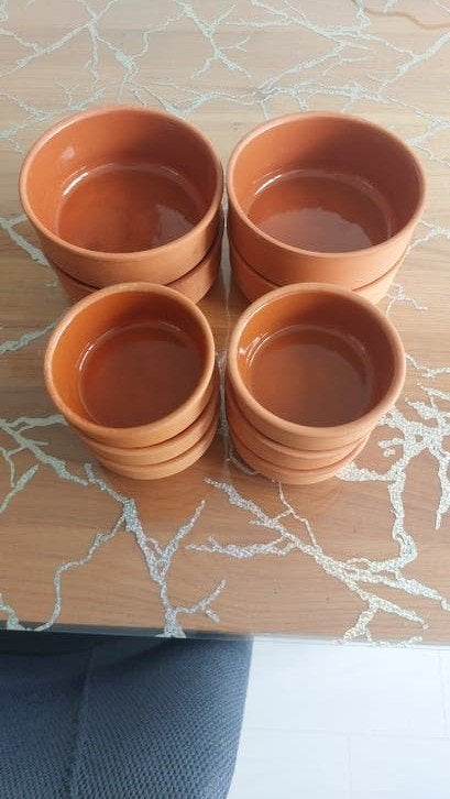 Set van 10 terracotta potjes/schaaltjes, Gebruikt, Rond, Pot of Kruik, Ophalen of Verzenden