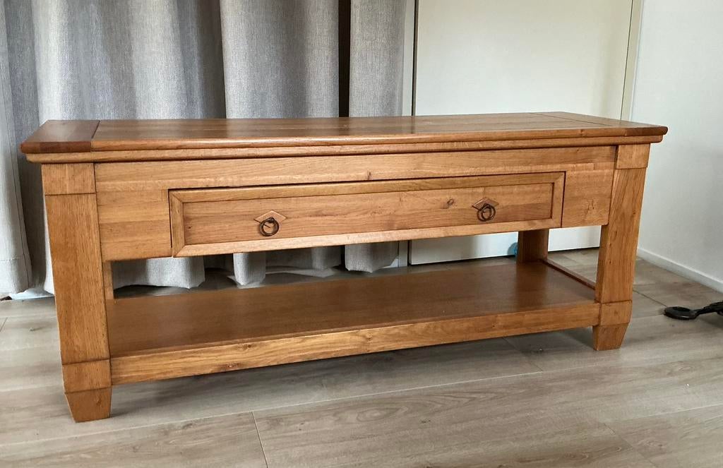 Frans eiken tv meubel, Ophalen, 100 tot 150 cm, Eikenhout, Zo goed als nieuw