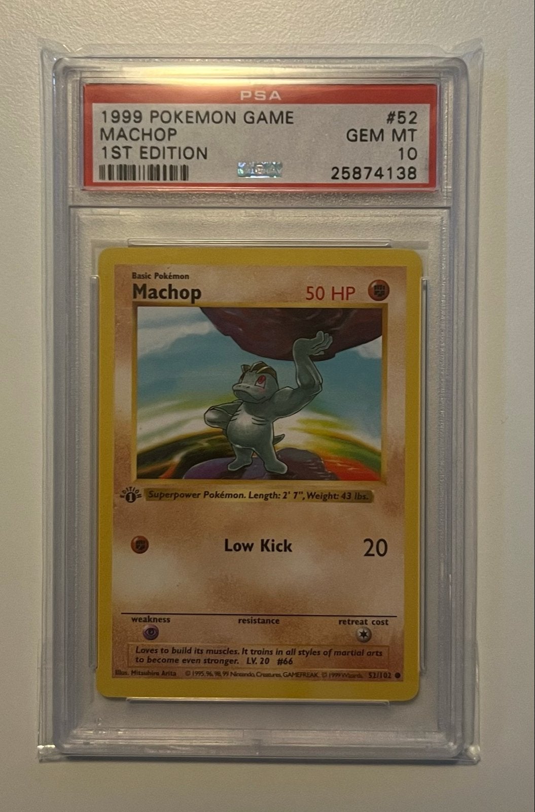 Machop 52/102 - 1st Ed. - Base Set - PSA 10, Ophalen of Verzenden, Nieuw, Losse kaart