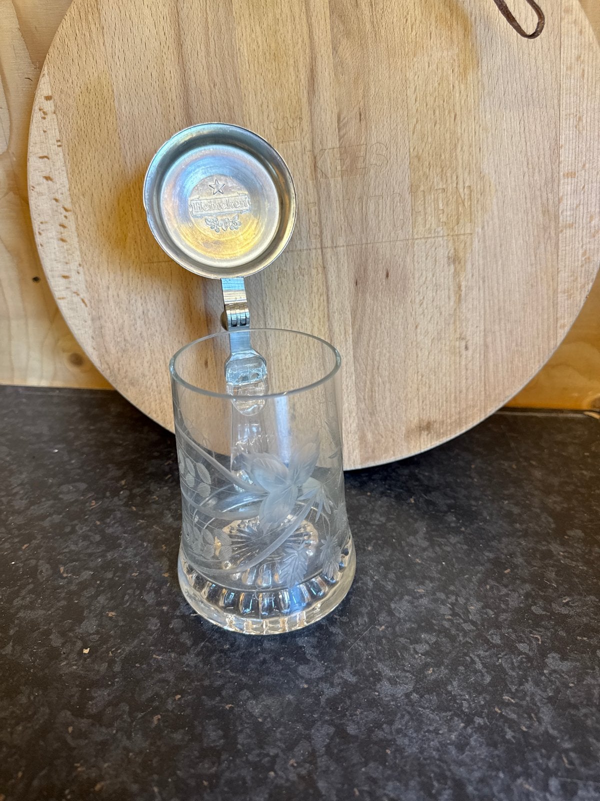 Vintage Heineken bierpul met tinnen deksel, Ophalen