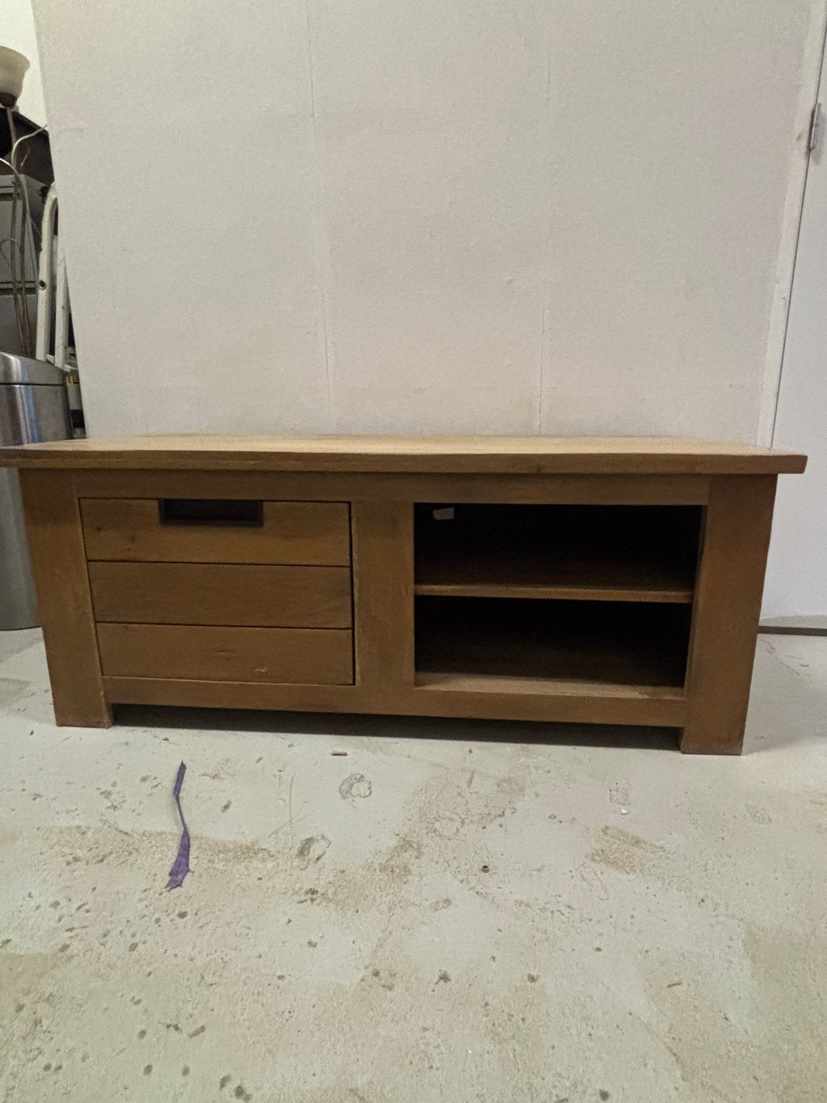 Eikenhouten tv meubel - opknapper, Ophalen, Gebruikt, 100 tot 150 cm, Eikenhout