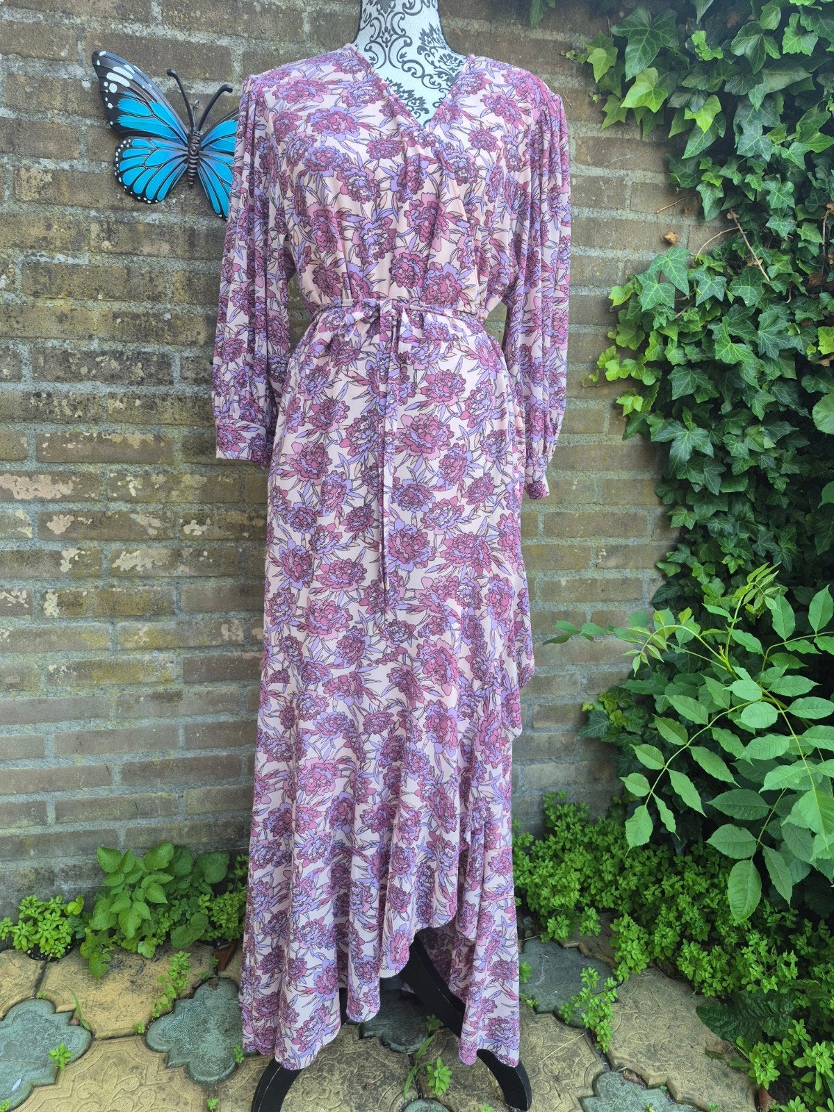 Miljuschka by Wehkamp Maxi Jurk Bloemenprint Maat M, Kleding | Dames, Maat 42/44 (L), Nieuw, Ophalen of Verzenden, Roze