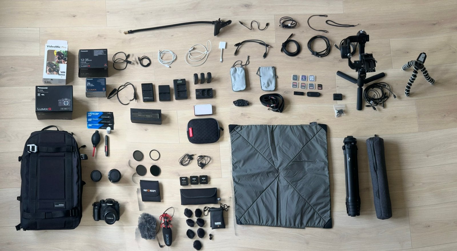 Complete Panasonic GH5 videoset: 3 lenzen, DJI RSC 2, Røde…, Gebruikt, Panasonic, Verzenden, Overige soorten