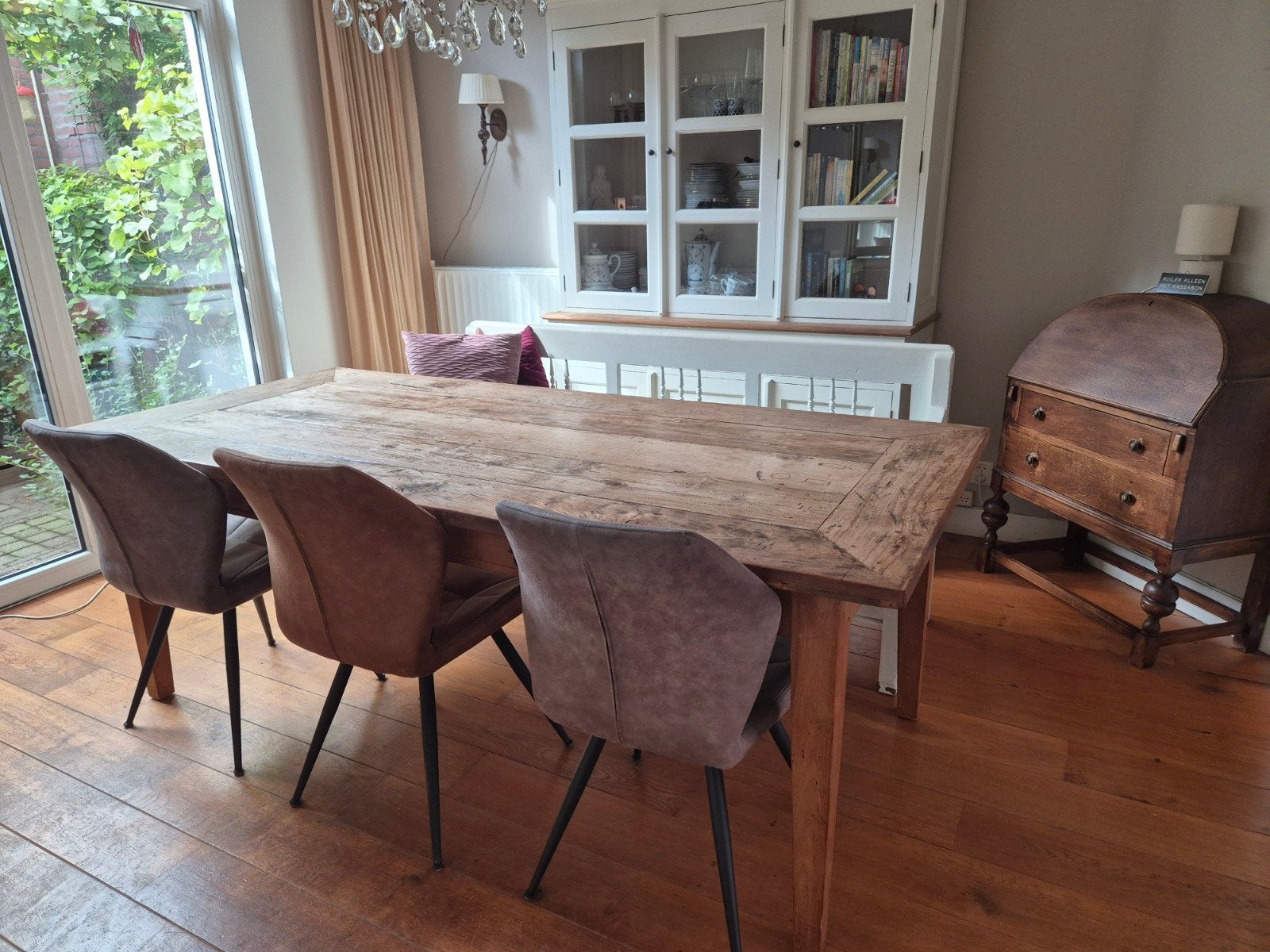 Prachtige massief eiken tafel 200x100 cm met 2 lades, Huis en Inrichting, Ophalen, Gebruikt, 100 tot 150 cm, Eikenhout