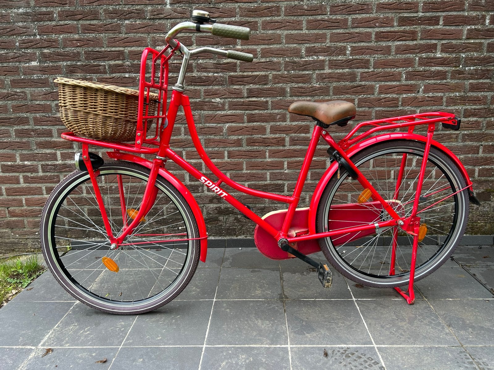26 inch Transportfiets Spirit Rood met Mand omafiets, Terugtraprem, Gebruikt, 50 tot 53 cm, Ophalen