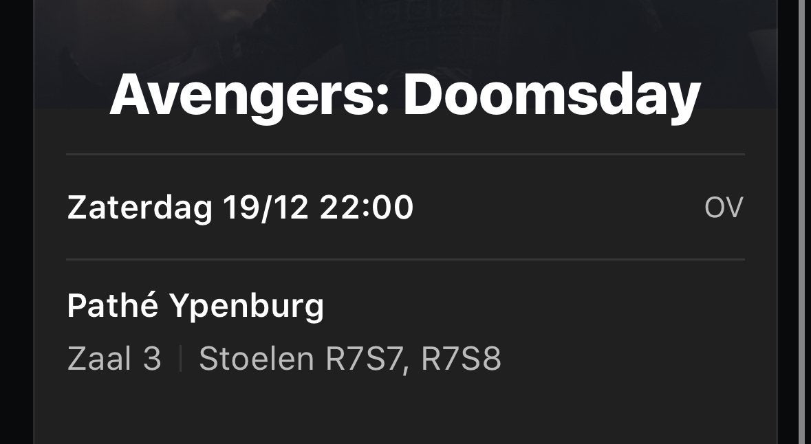 2 Avengers Doomsday bios kaartjes Pathé Ypenburg 19 december, Tickets en Kaartjes, Twee personen, Overige soorten