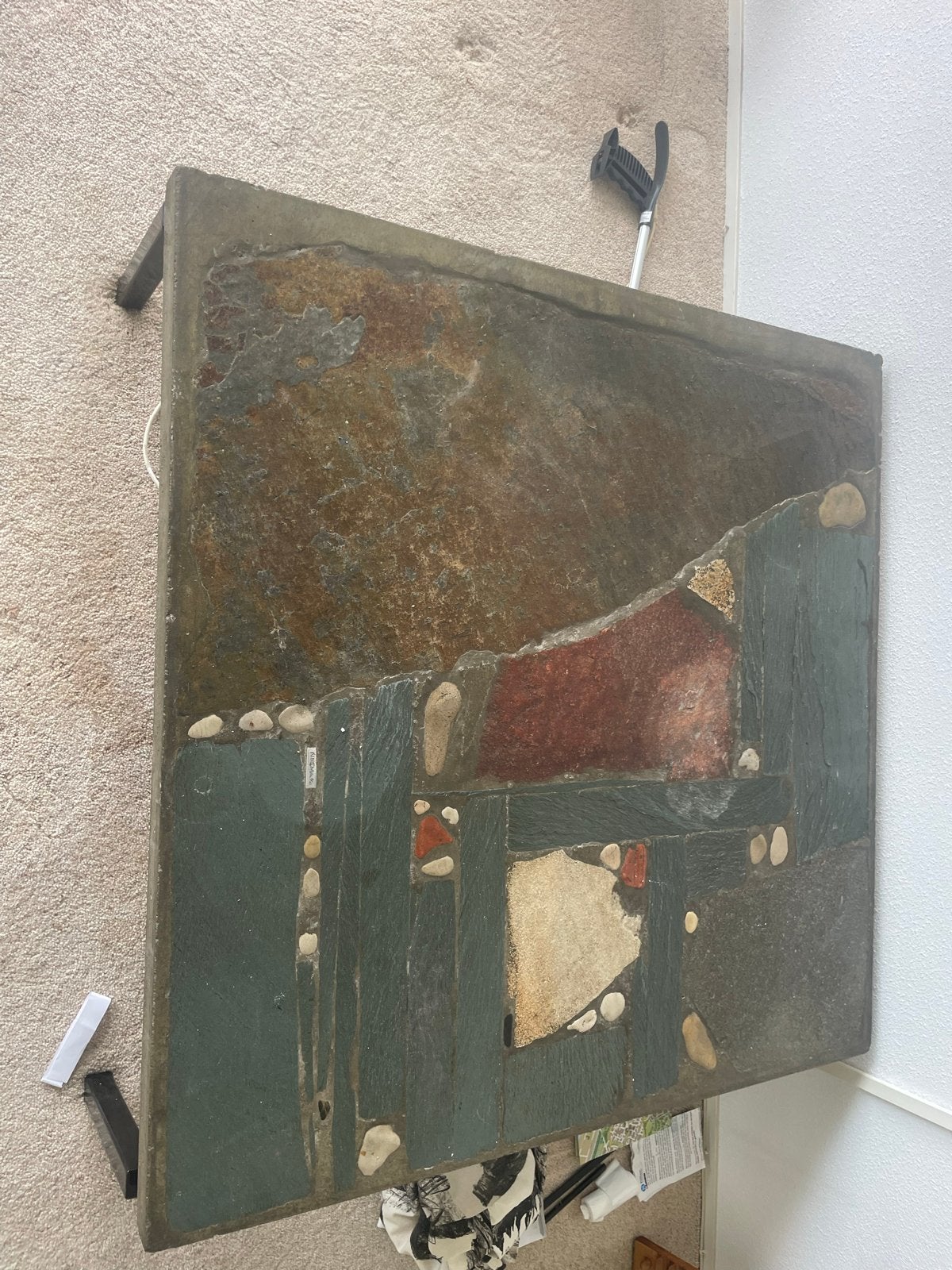 Kingma '69 Vintage Salontafel met Leisteen en Steen Inleg, Ophalen