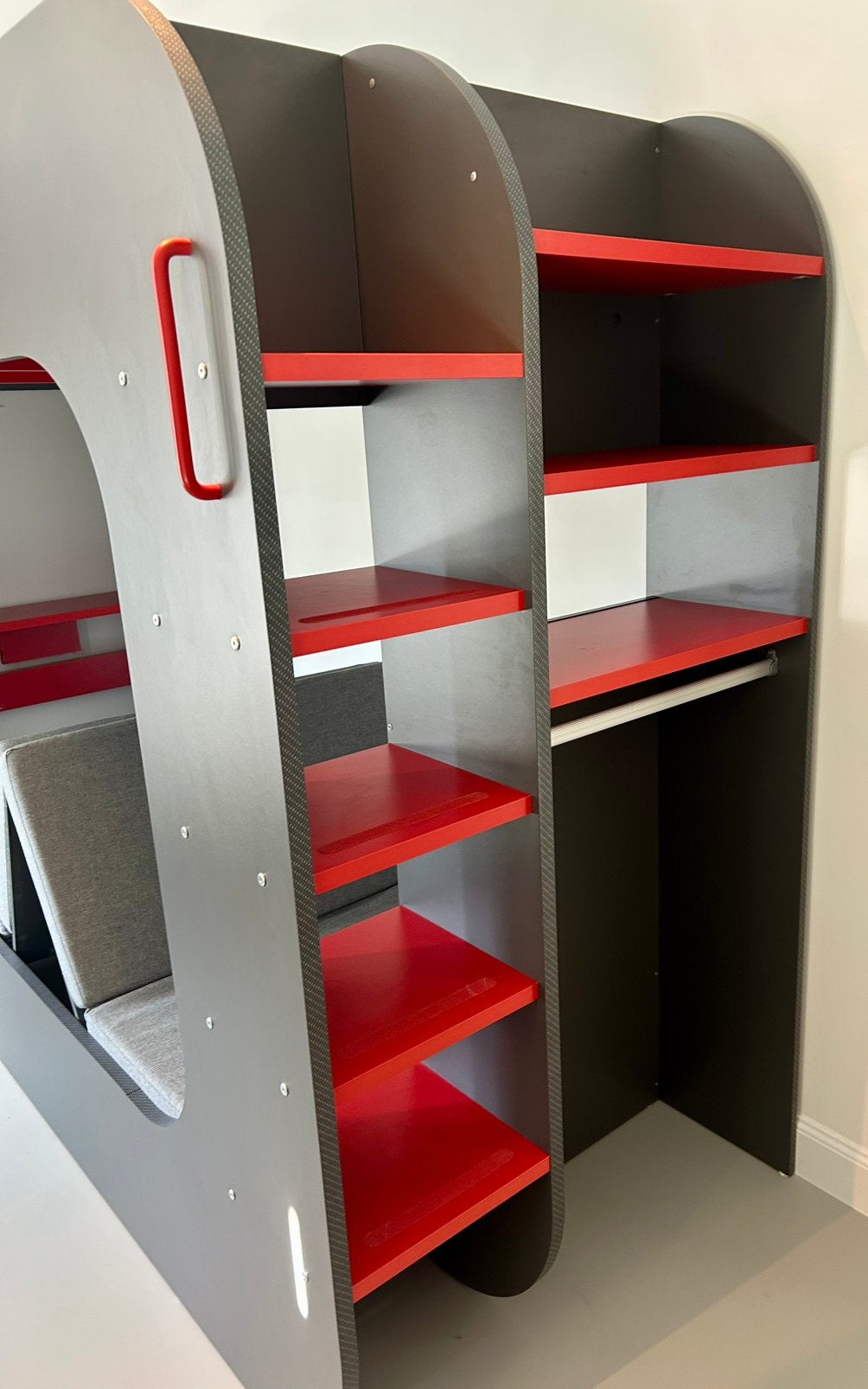 Hoogslaper Cube met bureau, bedbank en opbergruimte, Ophalen, Eenpersoons, Zo goed als nieuw, 200 cm