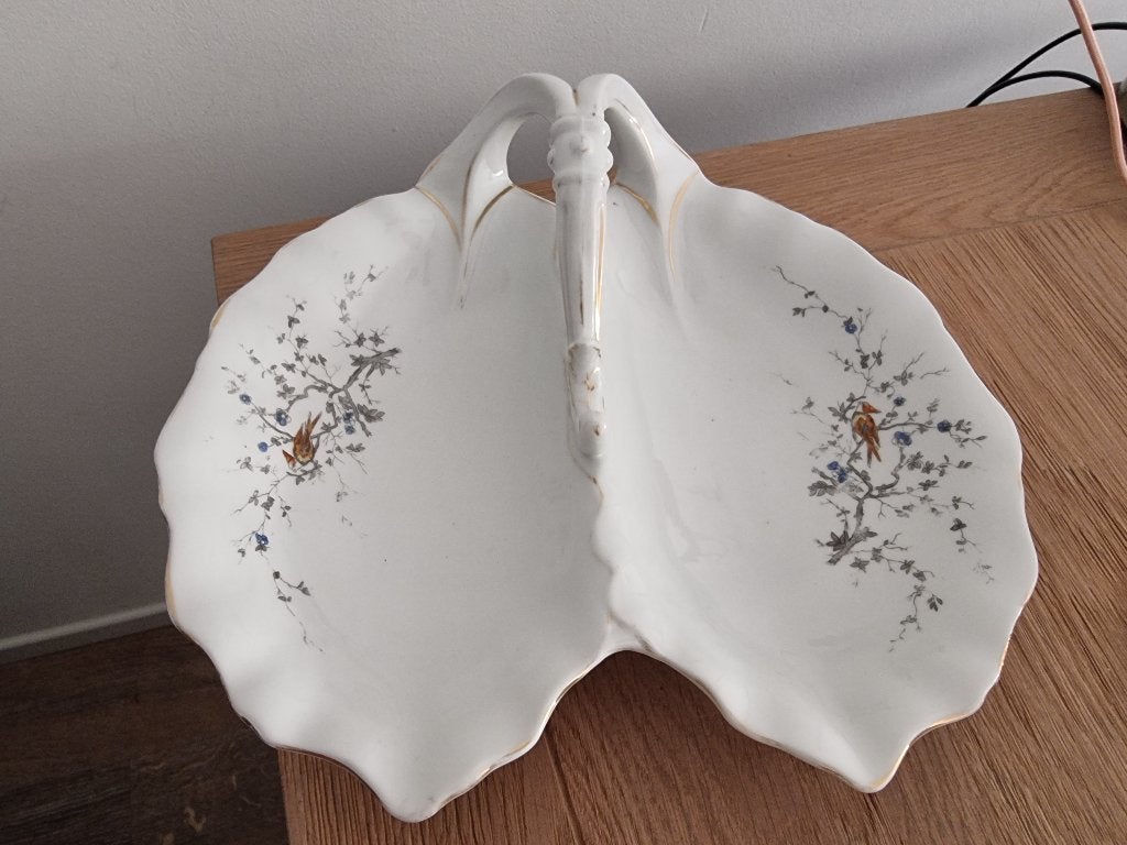 Mosa Maastricht kabaretschaal Decor 6 Vogelzang ca. 1900, Ophalen of Verzenden, Zo goed als nieuw