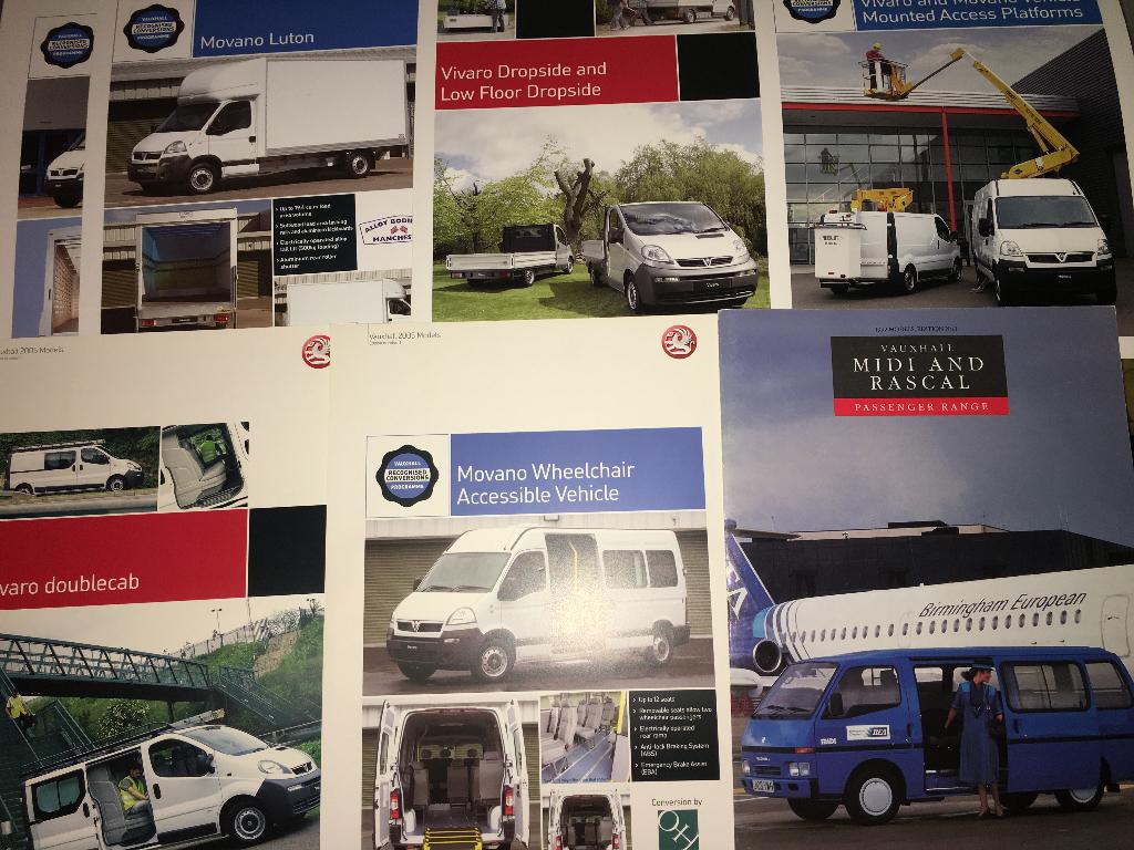 6x Vauxhall Opel Movano Vivaro Rascal Midi folders brochures, Ophalen of Verzenden, Zo goed als nieuw, Opel