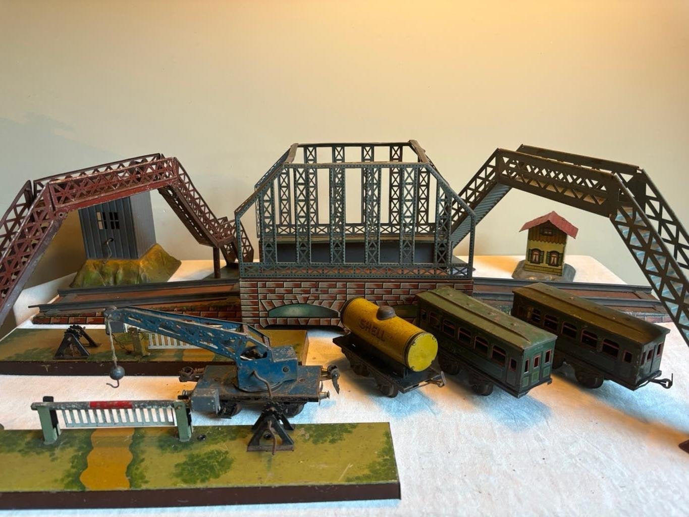lot antiek  spoor 0/1 assesoires, gelithografeerd blik., Ophalen of Verzenden