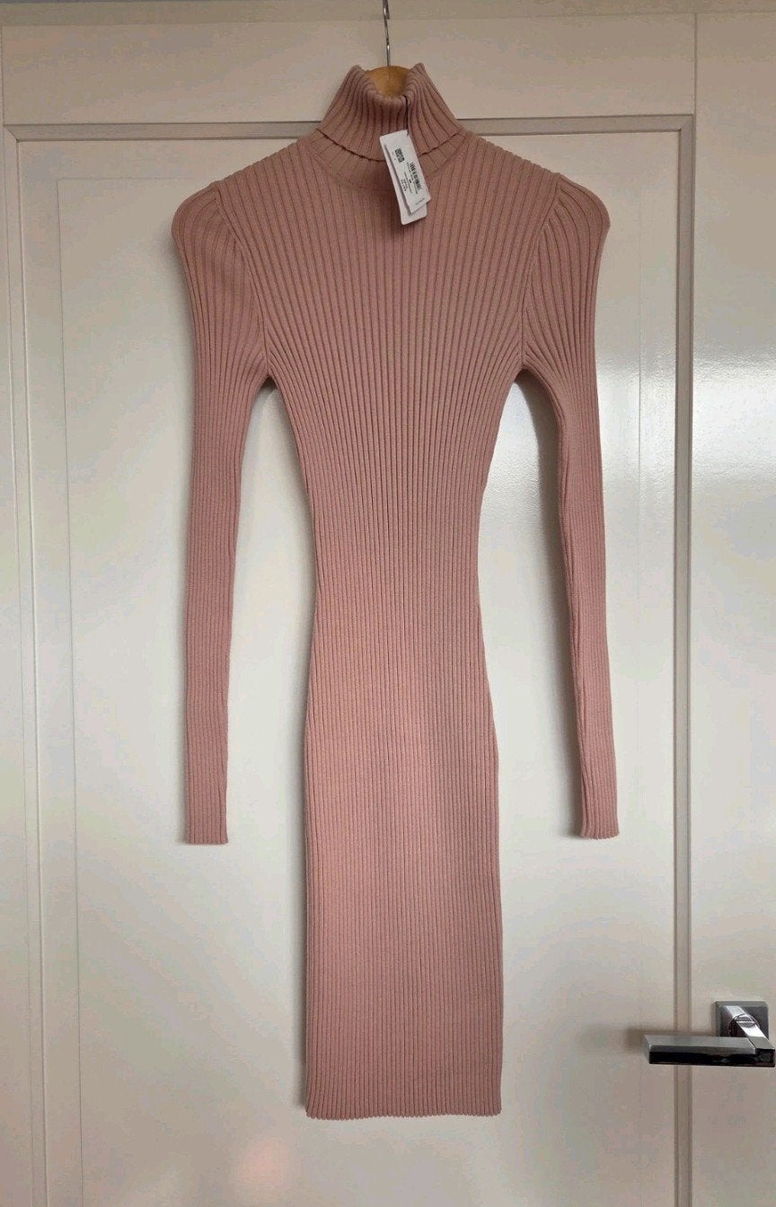 Wolford Merino Rib Jurk met Col - Soft Powder - Maat M, Wolford, Ophalen of Verzenden, Nieuw, Maat 38/40 (M)