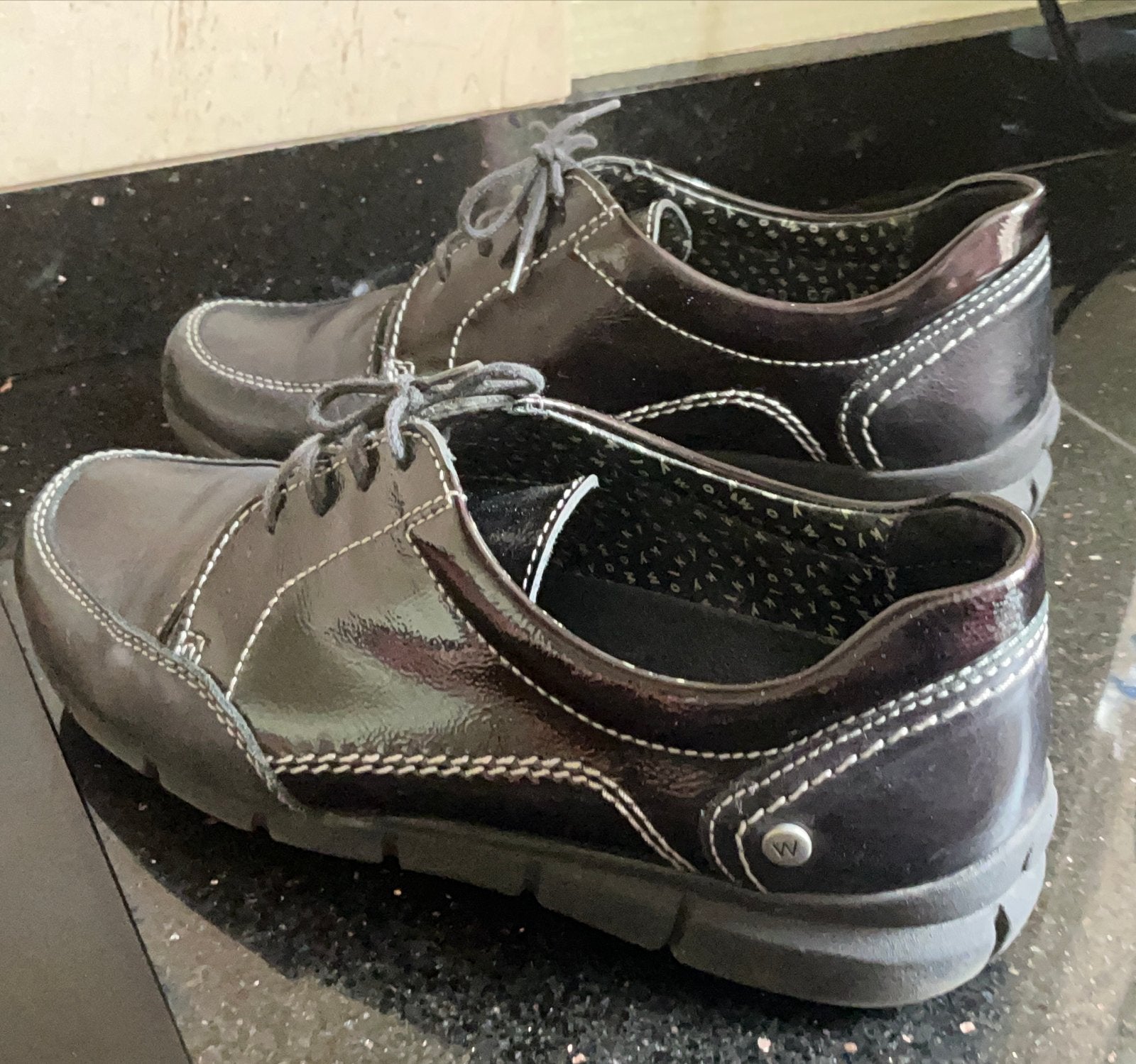 Wolky zwarte lakleren schoenen met veters, maat 38, Ophalen of Verzenden, Gedragen, Zwart, Schoenen met lage hakken
