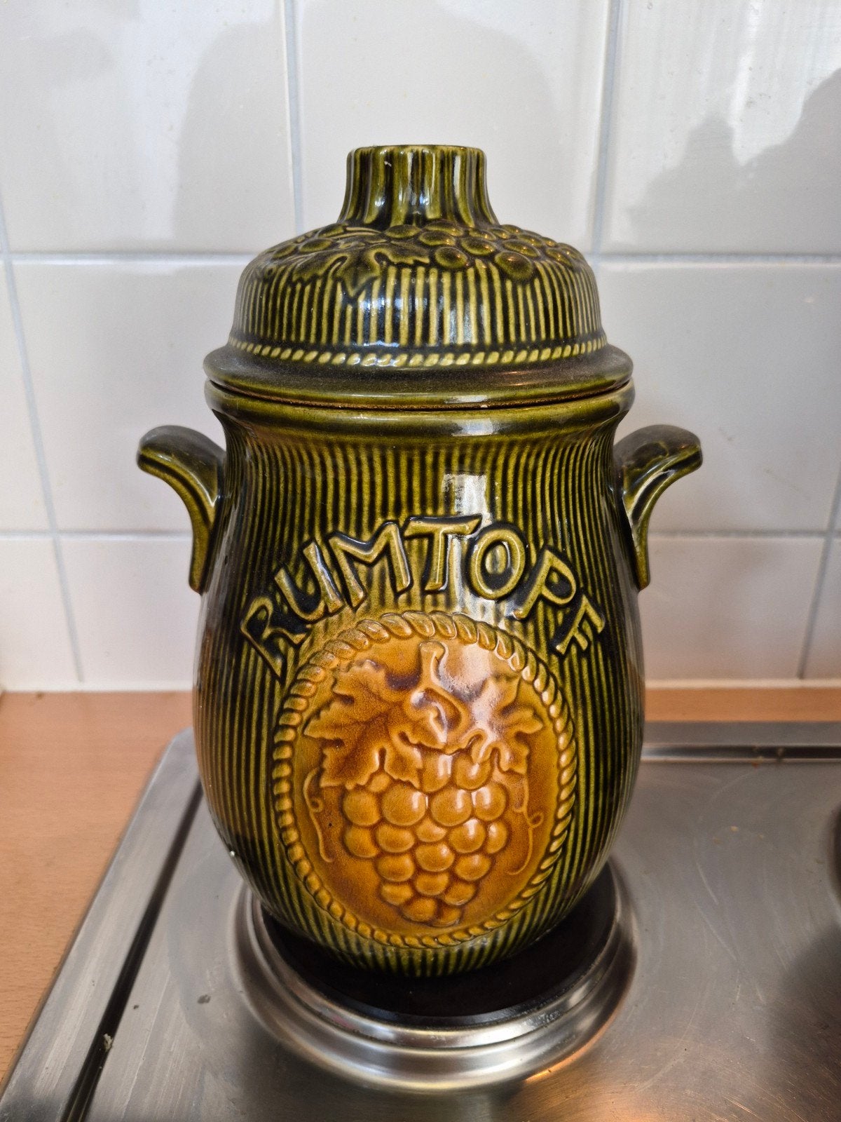 Vintage Rumtopf van Scheurich Keramik- Groen Keramiek, Ophalen of Verzenden