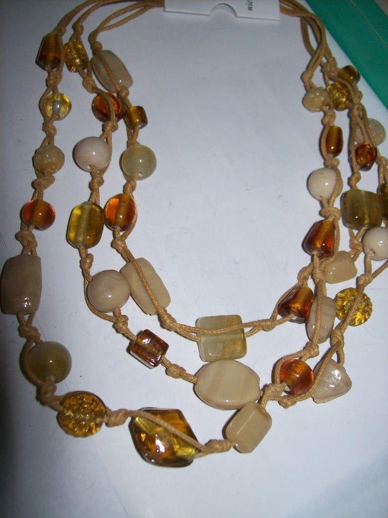 Ketting Bruine koorden Mooie Bruin Beige  tinten steen, Bruin, Nieuw, Ophalen of Verzenden, Steen of Mineraal