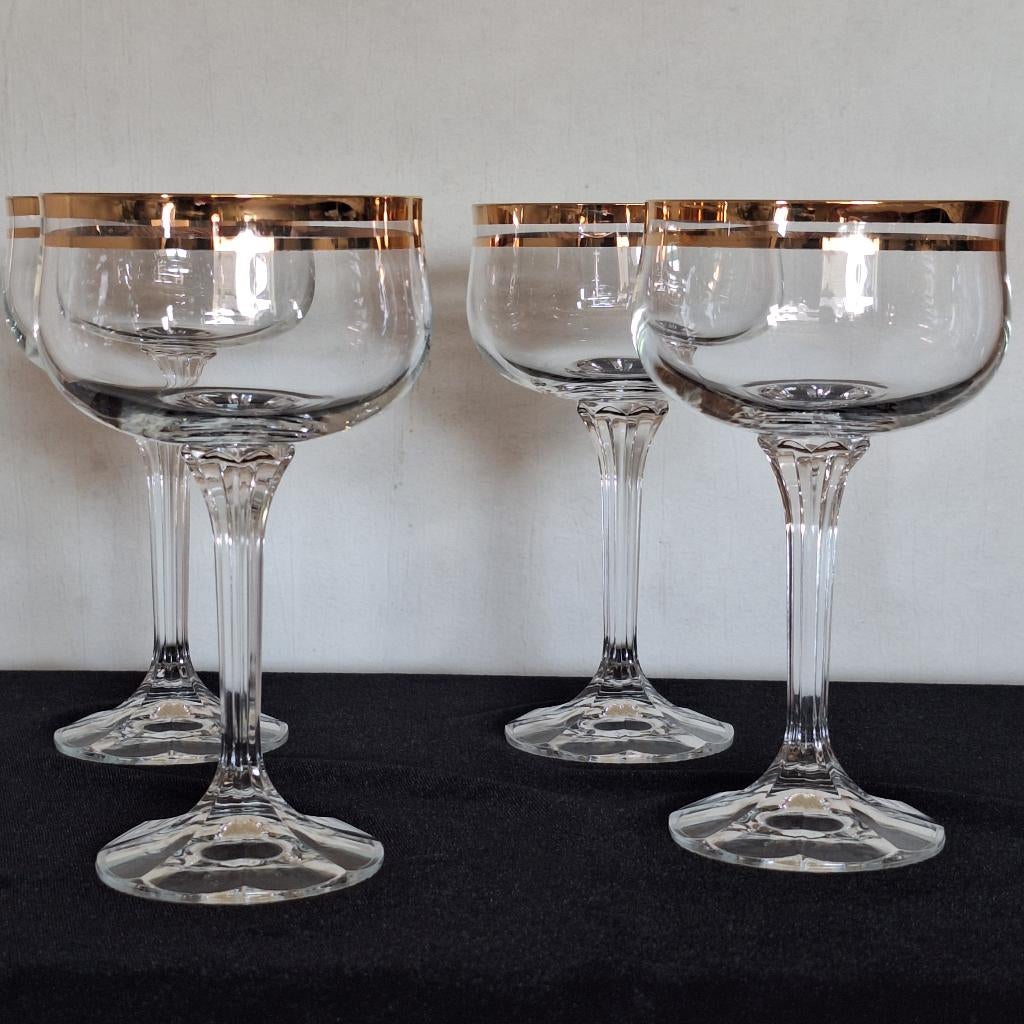 4 x Champagne coupe met gouden rand, Antiek en Kunst, Ophalen